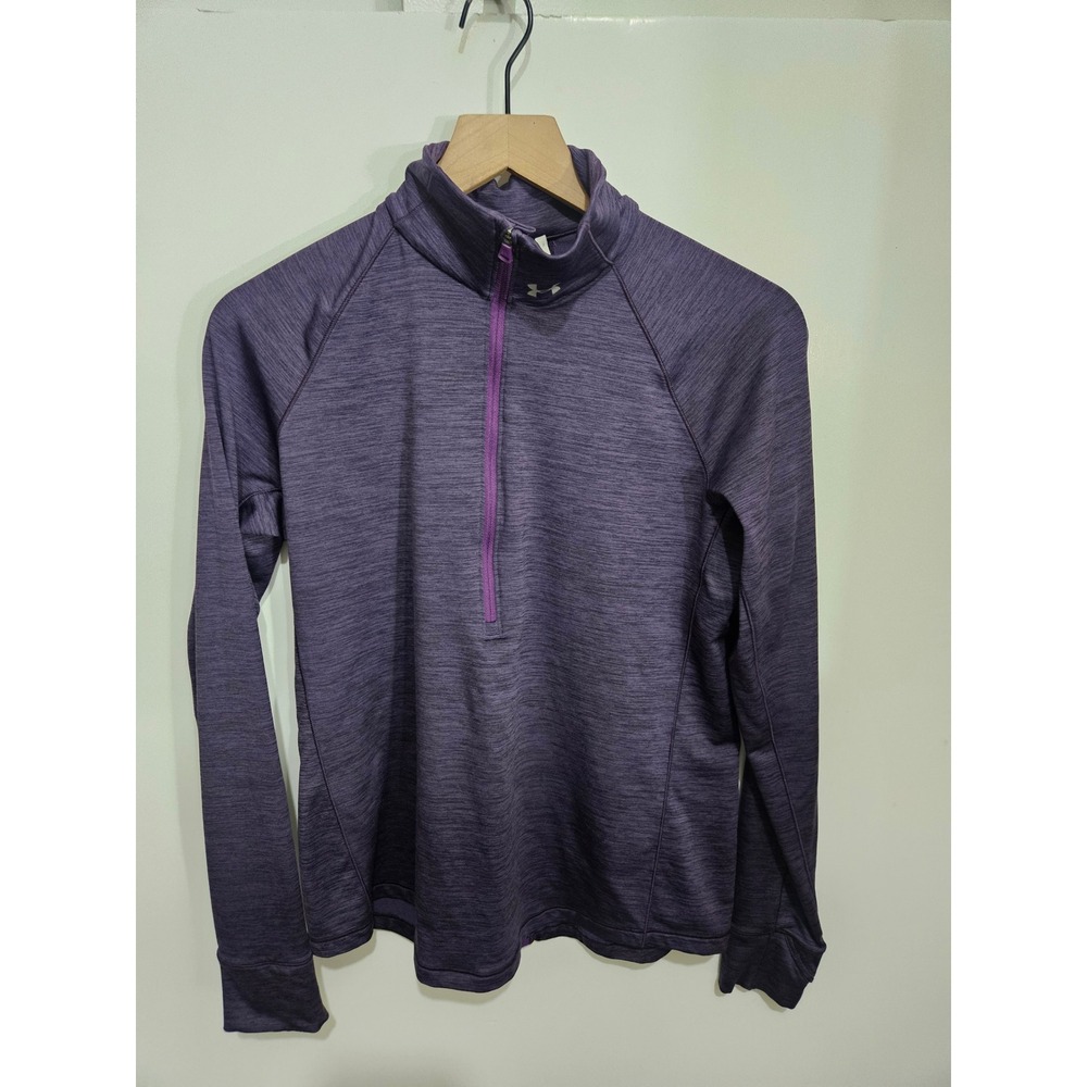 Under Armour Womens Quarter‎ Zip Pullover Purple Space Dye Thumbhole Top Small